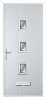 3 Square (centre) Enfield Composite Front Door in White