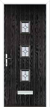3 Square (centre) Flair Composite Front Door in Black Brown