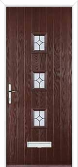 3 Square (centre) Flair Composite Front Door in Darkwood