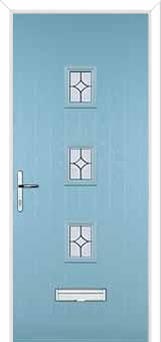 3 Square (centre) Flair Composite Front Door in Duck Egg Blue