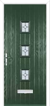 3 Square (centre) Flair Composite Front Door in Green