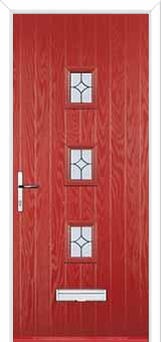 3 Square (centre) Flair Composite Front Door in Red