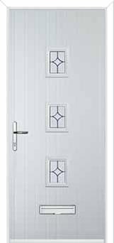 3 Square (centre) Flair Composite Front Door in White