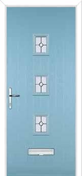 3 Square (centre) Finesse Composite Front Door in Duck Egg Blue