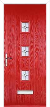 3 Square (centre) Finesse Composite Front Door in Poppy Red