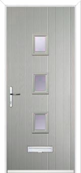 3 Square (centre) Glazed Composite Front Door in Agate Grey
