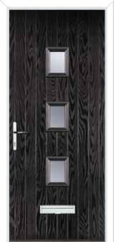 3 Square Glazed FD30s Internal Composite Fire Door in Black Brown