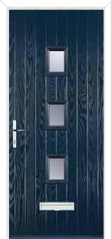 3 Square Glazed FD30s Internal Composite Fire Door in Dark Blue