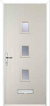 3 Square (centre) Glazed Composite Front Door in Cream