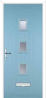 3 Square Glazed FD30s Internal Composite Fire Door in Duck Egg Blue