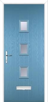 3 Square (centre) Glazed Composite Front Door in Pastel Blue
