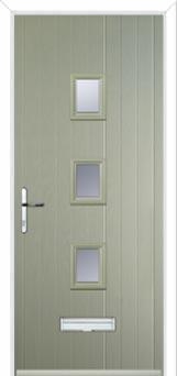 3 Square (centre) Glazed Composite Front Door in Pebble Grey
