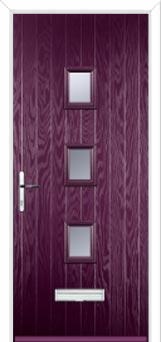 3 Square (centre) Glazed Composite Front Door in Purple Violet