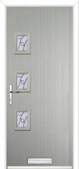 3 Square (off set) Abstract Composite Front Door in Agate Grey