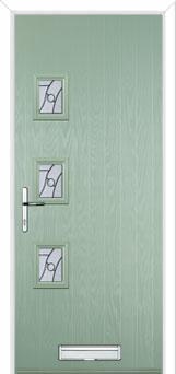 3 Square (off set) Abstract Composite Front Door in Chartwell Green