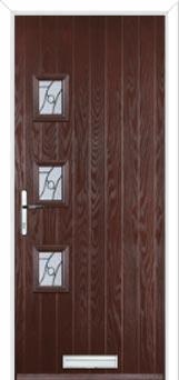 3 Square (off set) Abstract Composite Front Door in Darkwood