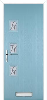 3 Square (off set) Abstract Composite Front Door in Duck Egg Blue