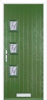 3 Square (off set) Abstract Composite Front Door in Fern Green