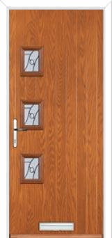 3 Square (off set) Abstract Composite Front Door in Oak