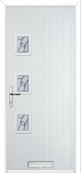 3 Square (off set) Abstract Composite Front Door in White