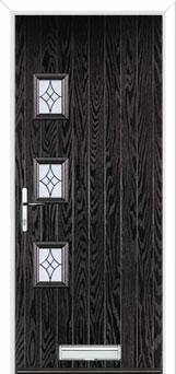 3 Square (off set) Elegance Composite Front Door in Black Brown