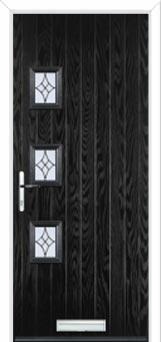 3 Square (off set) Elegance Composite Front Door in Black