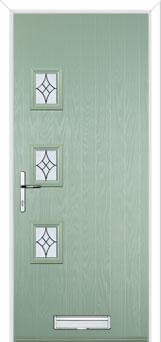 3 Square (off set) Elegance Composite Front Door in Chartwell Green