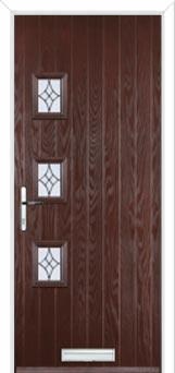 3 Square (off set) Elegance Composite Front Door in Darkwood