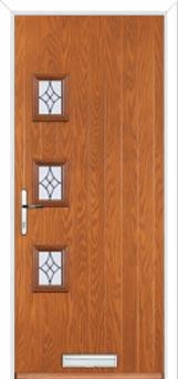 3 Square (off set) Elegance Composite Front Door in Oak