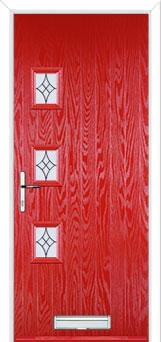 3 Square (off set) Elegance Composite Front Door in Poppy Red