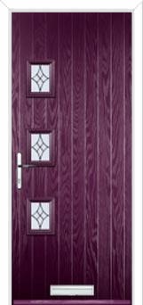 3 Square (off set) Elegance Composite Front Door in Purple Violet