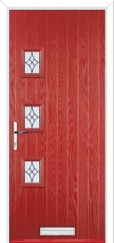 3 Square (off set) Elegance Composite Front Door in Red