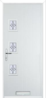 3 Square (off set) Elegance Composite Front Door in White