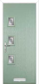 3 Square (off set) Enfield Composite Front Door in Chartwell Green