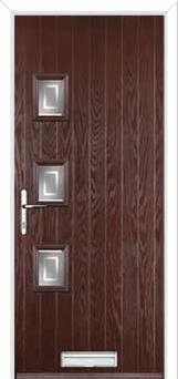 3 Square (off set) Enfield Composite Front Door in Darkwood