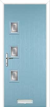 3 Square (off set) Enfield Composite Front Door in Duck Egg Blue