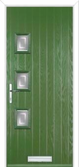 3 Square (off set) Enfield Composite Front Door in Fern Green