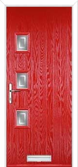 3 Square (off set) Enfield Composite Front Door in Poppy Red