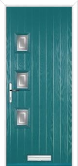 3 Square (off set) Enfield Composite Front Door in Turquoise Blue