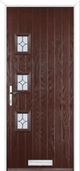 3 Square (off set) Flair Composite Front Door in Darkwood