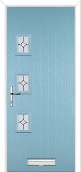 3 Square (off set) Flair Composite Front Door in Duck Egg Blue