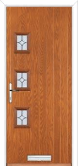 3 Square (off set) Flair Composite Front Door in Oak