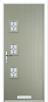 3 Square (off set) Flair Composite Front Door in Pebble Grey