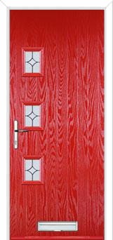 3 Square (off set) Flair Composite Front Door in Poppy Red