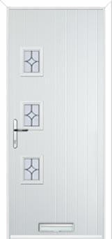3 Square (off set) Flair Composite Front Door in White