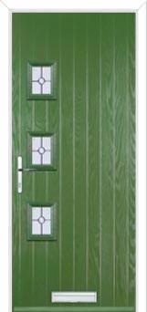 3 Square (off set) Finesse Composite Front Door in Fern Green