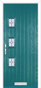 3 Square (off set) Finesse Composite Front Door in Turquoise Blue