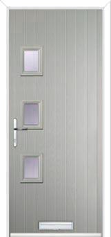 3 Square (off set) Glazed Composite Front Door in Agate Grey