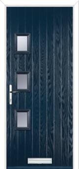 3 Square (off set) Glazed Composite Front Door in Dark Blue