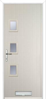 3 Square (off set) Glazed Composite Front Door in Cream